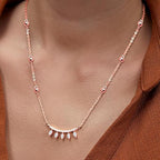 Minimalist Leaf Rose Silver Gold CZ Anti Tarnish Brass Necklace Bulk