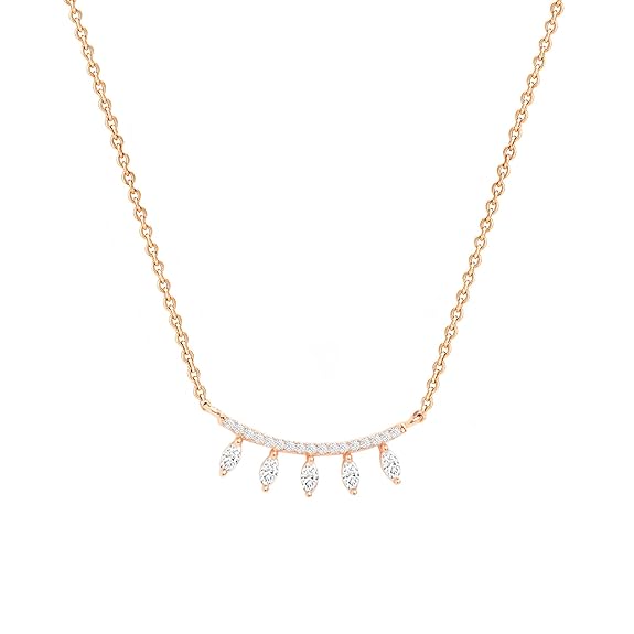 Minimalist Leaf Rose Silver Gold CZ Anti Tarnish Brass Necklace Bulk