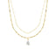 Layered Chain Teardrop Charm Rose Silver Gold CZ Brass Necklace Bulk