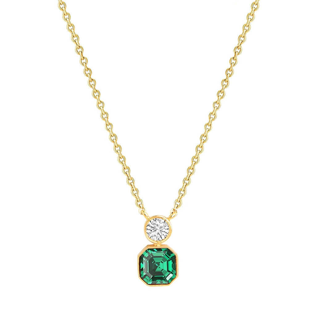 Emerald Cut Round Rose Silver Yellow Gold CZ Brass Pendant Chain Bulk