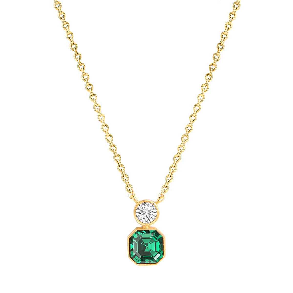 Emerald Cut Round Rose Silver Yellow Gold CZ Brass Pendant Chain Bulk