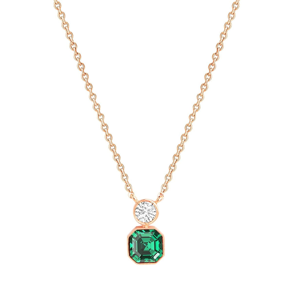 Emerald Cut Round Rose Silver Yellow Gold CZ Brass Pendant Chain Bulk