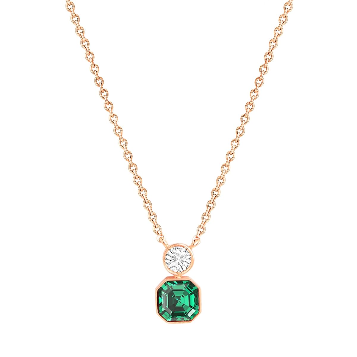 Emerald Cut Round Rose Silver Yellow Gold CZ Brass Pendant Chain Bulk