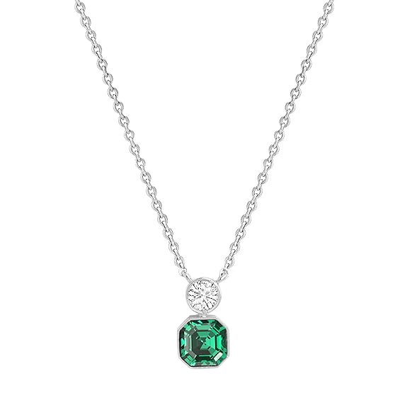 Emerald Cut Round Rose Silver Yellow Gold CZ Brass Pendant Chain Bulk