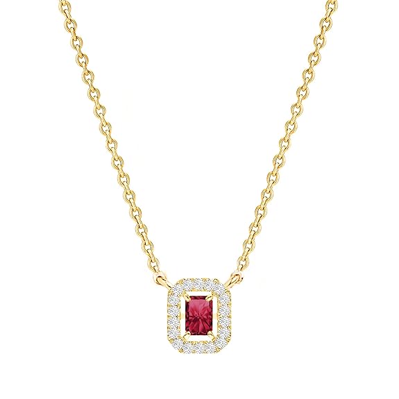 Minimal Emerald Cut Rose Silver Gold Plated CZ Brass Necklace Wholesale