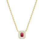Minimal Emerald Cut Rose Silver Gold Plated CZ Brass Necklace Wholesale