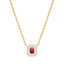 Minimal Emerald Cut Rose Silver Gold Plated CZ Brass Necklace Wholesale