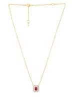Minimal Emerald Cut Rose Silver Gold Plated CZ Brass Necklace Wholesale