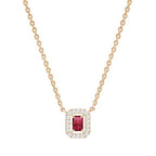 Minimal Emerald Cut Rose Silver Gold Plated CZ Brass Necklace Wholesale