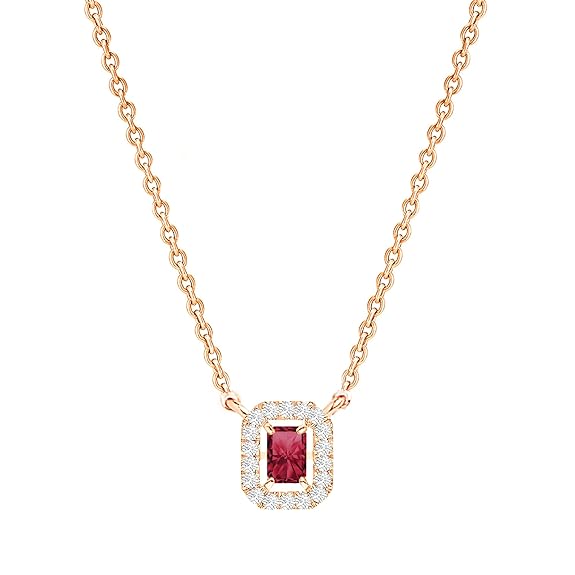 Minimal Emerald Cut Rose Silver Gold Plated CZ Brass Necklace Wholesale