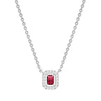 Minimal Emerald Cut Rose Silver Gold Plated CZ Brass Necklace Wholesale