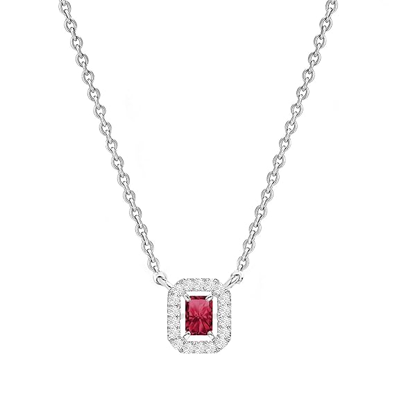 Minimal Emerald Cut Rose Silver Gold Plated CZ Brass Necklace Wholesale