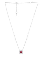 Minimal Emerald Cut Rose Silver Gold Plated CZ Brass Necklace Wholesale