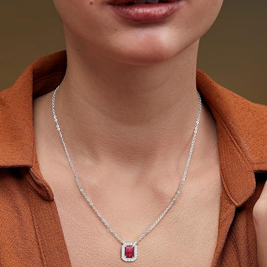 Minimal Emerald Cut Rose Silver Gold Plated CZ Brass Necklace Wholesale Secondary image