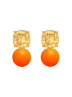 Cushion Cut Orange Pearl Rose Silver Gold CZ Brass Hoop Earrings Bulk