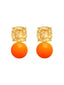 Cushion Cut Orange Pearl Rose Silver Gold CZ Brass Hoop Earrings Bulk