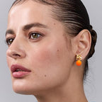Cushion Cut Orange Pearl Rose Silver Gold CZ Brass Hoop Earrings Bulk