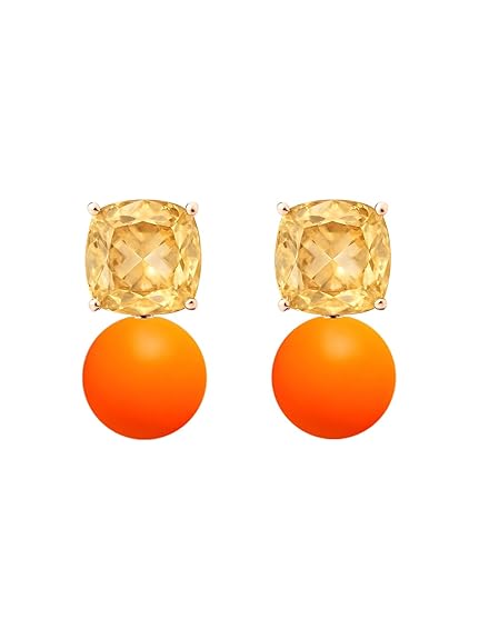 Cushion Cut Orange Pearl Rose Silver Gold CZ Brass Hoop Earrings Bulk