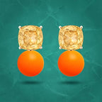 Cushion Cut Orange Pearl Rose Silver Gold CZ Brass Hoop Earrings Bulk