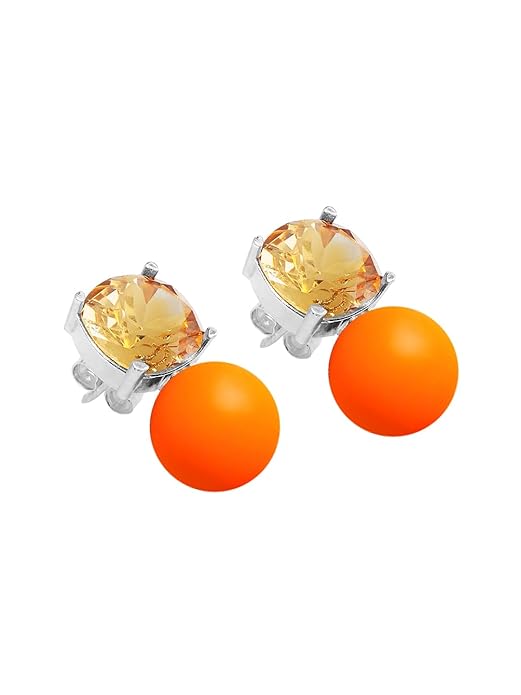 Cushion Cut Orange Pearl Rose Silver Gold CZ Brass Hoop Earrings Bulk