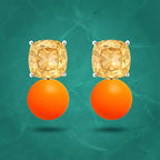Cushion Cut Orange Pearl Rose Silver Gold CZ Brass Hoop Earrings Bulk