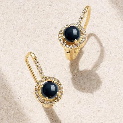 Black Coral Stone Rose Silver Gold Plated CZ Brass Hoop Earrings Bulk