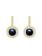 Black Coral Stone Rose Silver Gold Plated CZ Brass Hoop Earrings Bulk