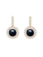Black Coral Stone Rose Silver Gold Plated CZ Brass Hoop Earrings Bulk