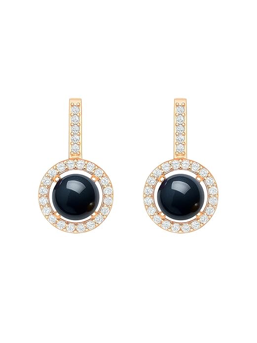 Black Coral Stone Rose Silver Gold Plated CZ Brass Hoop Earrings Bulk