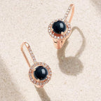 Black Coral Stone Rose Silver Gold Plated CZ Brass Hoop Earrings Bulk