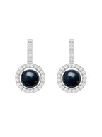 Black Coral Stone Rose Silver Gold Plated CZ Brass Hoop Earrings Bulk