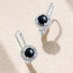 Black Coral Stone Rose Silver Gold Plated CZ Brass Hoop Earrings Bulk