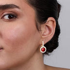 Red Coral Stone Rose Silver Gold Plated CZ Brass Hoop Earrings Bulk