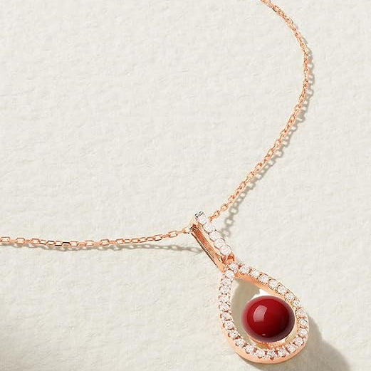 Classic Teardrop Rose Silver Gold CZ Anti Tarnish Brass Necklace Bulk