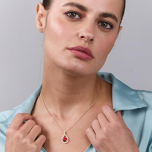 Classic Teardrop Rose Silver Gold CZ Anti Tarnish Brass Necklace Bulk Secondary image