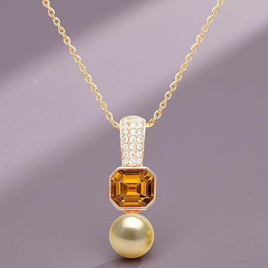 Geometric Octagon Rose Silver Gold Plated CZ Pearl Brass Necklace Bulk