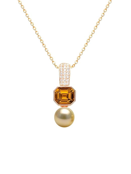 Geometric Octagon Rose Silver Gold Plated CZ Pearl Brass Necklace Bulk