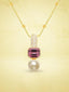 Elegant Dual Charm Rose Silver Gold Plated CZ Pearl Brass Necklace Bulk