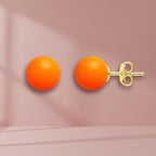 Elegant Round Orange Rose Silver Gold Pearl Brass Stud Earrings Bulk