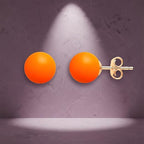 Elegant Round Orange Rose Silver Gold Pearl Brass Stud Earrings Bulk