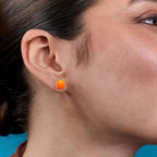 Elegant Round Orange Rose Silver Gold Pearl Brass Stud Earrings Bulk