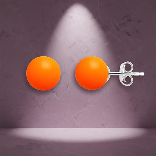 Elegant Round Orange Rose Silver Gold Pearl Brass Stud Earrings Bulk