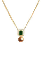 Elegant Emerald Rose Silver Gold CZ Anti Tarnish Brass Necklace Bulk