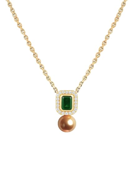Elegant Emerald Rose Silver Gold CZ Anti Tarnish Brass Necklace Bulk
