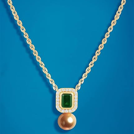 Elegant Emerald Rose Silver Gold CZ Anti Tarnish Brass Necklace Bulk