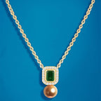 Elegant Emerald Rose Silver Gold CZ Anti Tarnish Brass Necklace Bulk