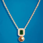 Elegant Emerald Rose Silver Gold CZ Anti Tarnish Brass Necklace Bulk