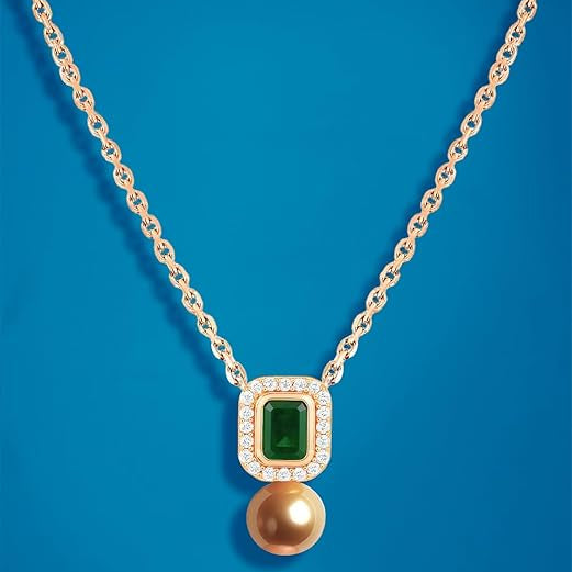 Elegant Emerald Rose Silver Gold CZ Anti Tarnish Brass Necklace Bulk