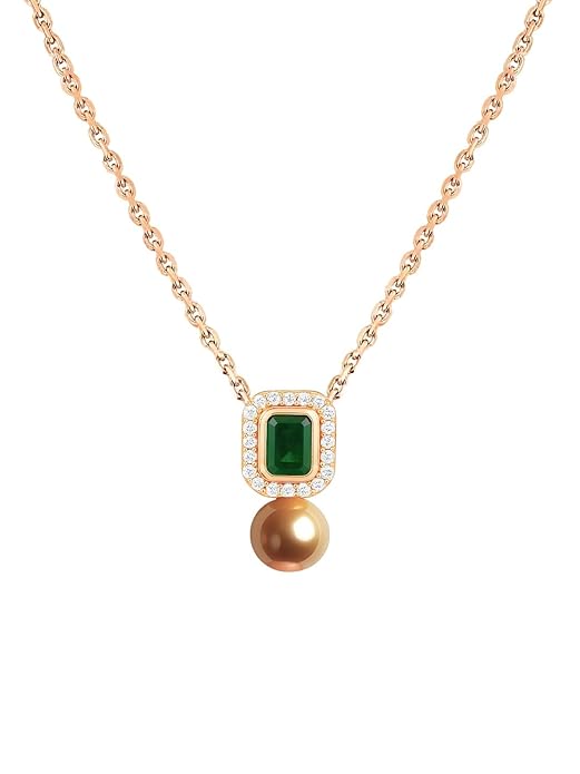 Elegant Emerald Rose Silver Gold CZ Anti Tarnish Brass Necklace Bulk