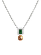Elegant Emerald Rose Silver Gold CZ Anti Tarnish Brass Necklace Bulk